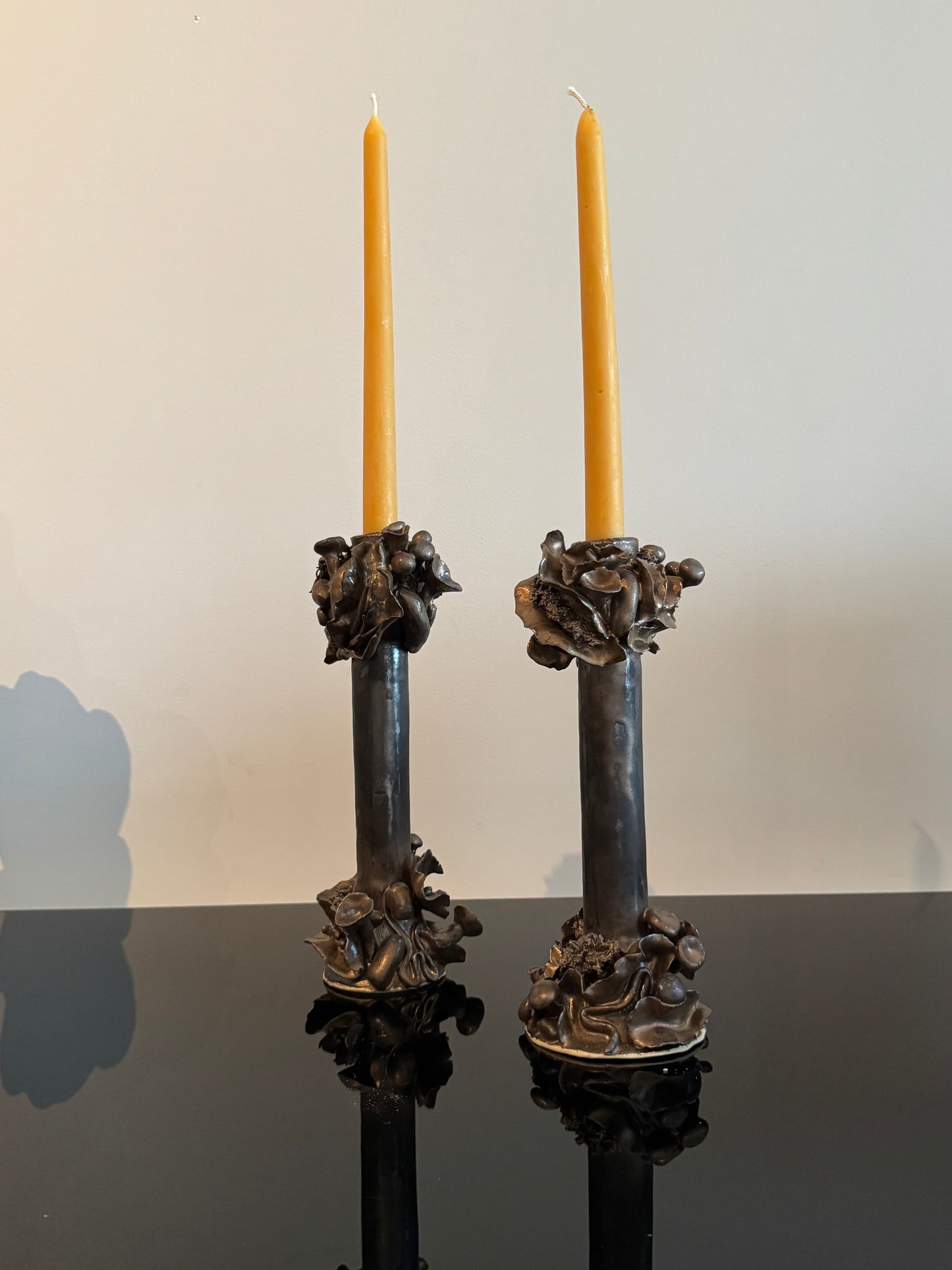 Pair of handmade ceramic candlesticks