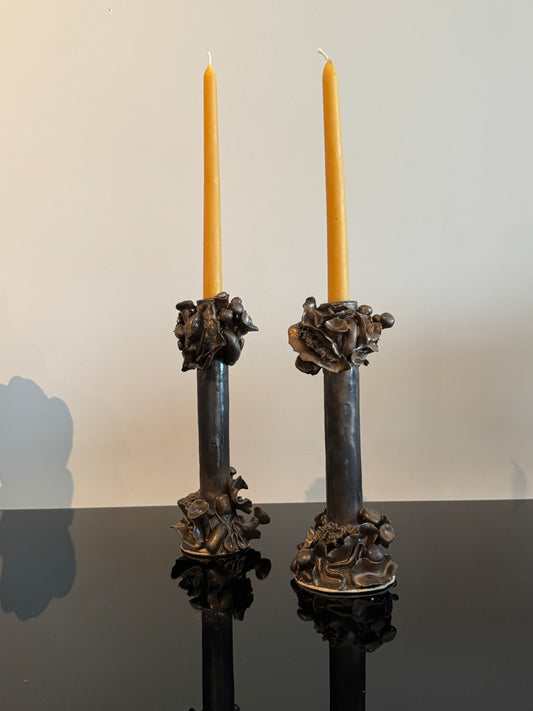 Pair of handmade ceramic candlesticks