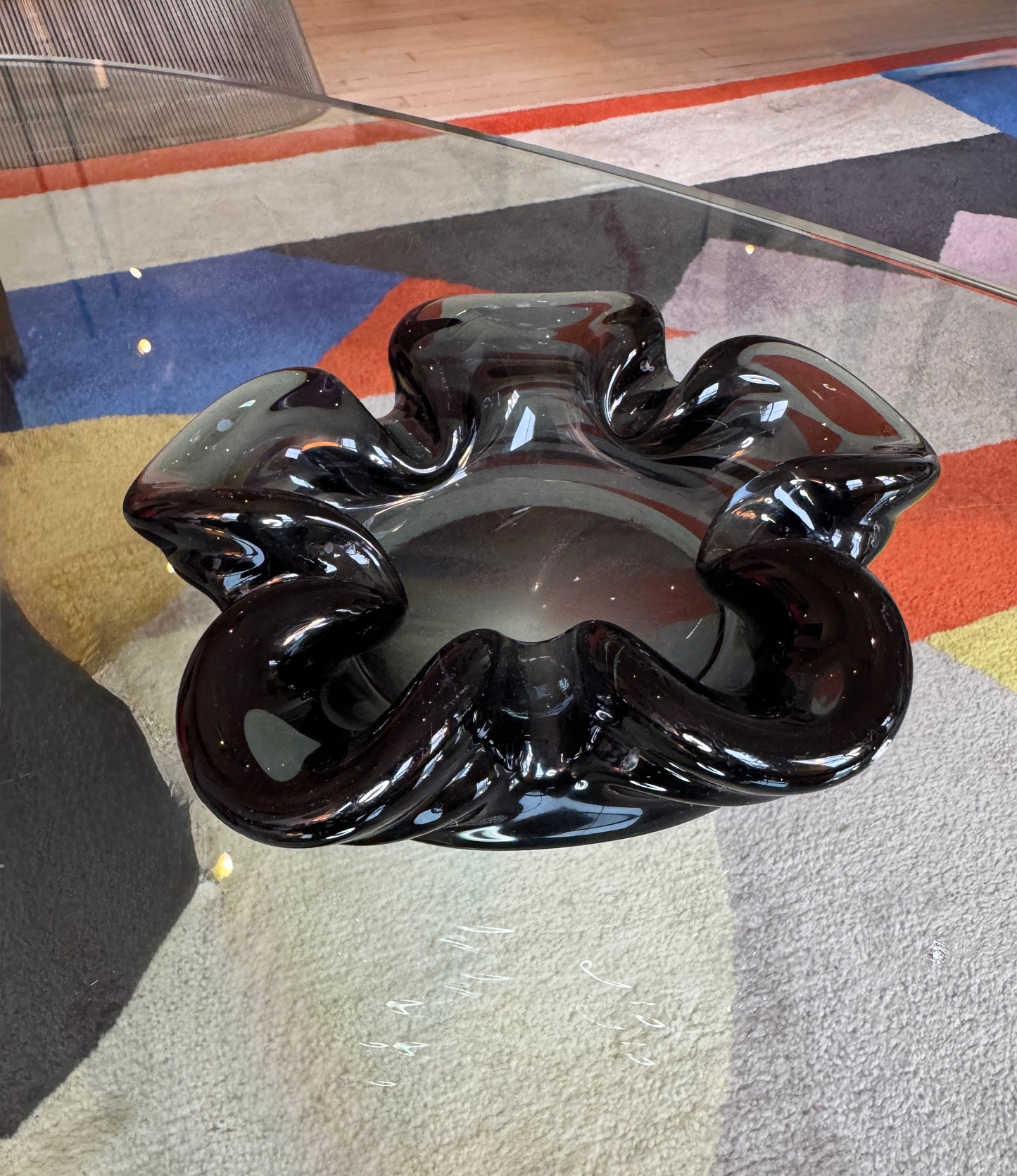 Vintage hand-blown smoked glass bowl, Europe, 1970s.