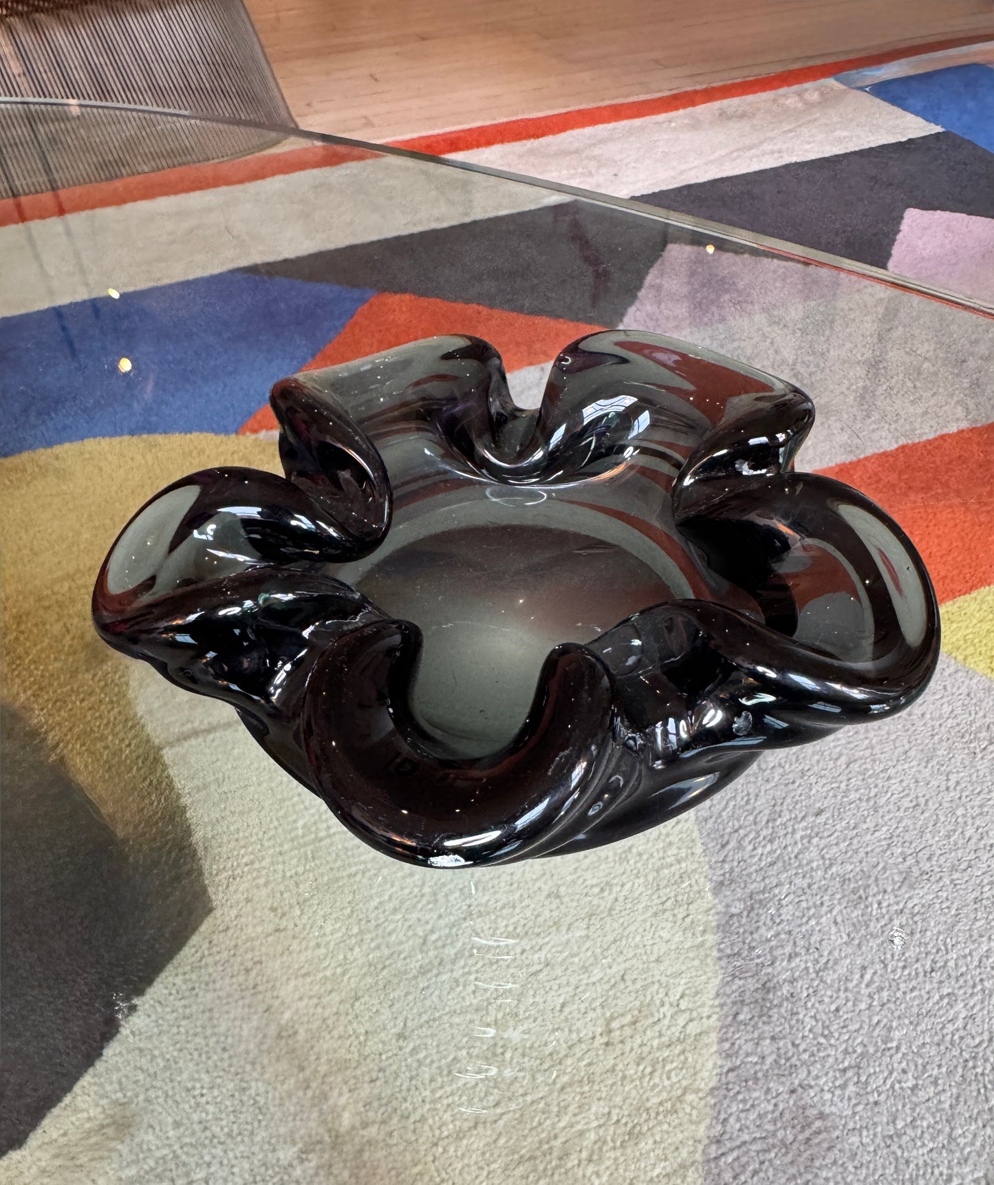 Vintage hand-blown smoked glass bowl, Europe, 1970s.
