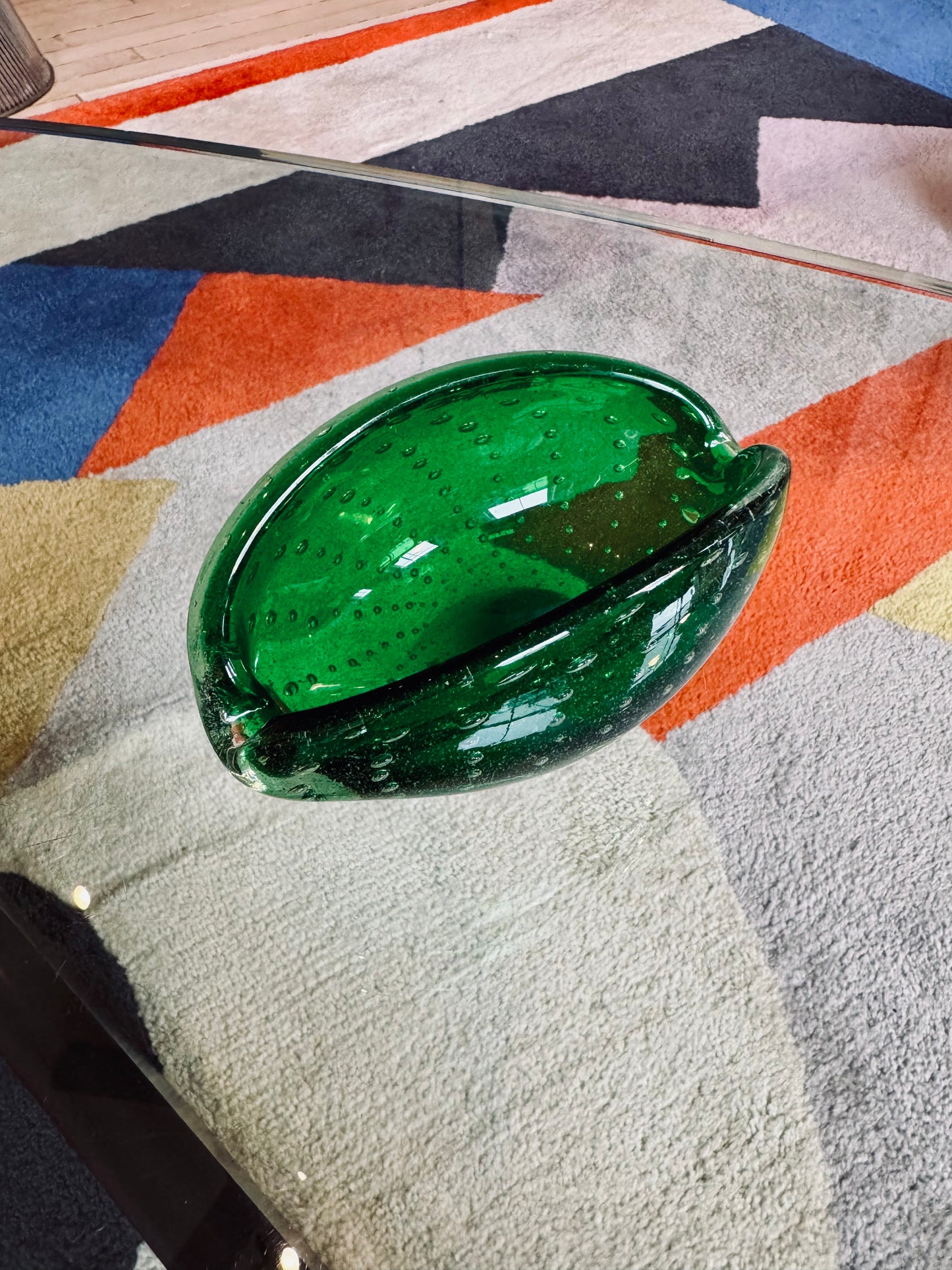 Hand-blown Murano glass bowl with bullicante bubbles, Italy, 1960s.