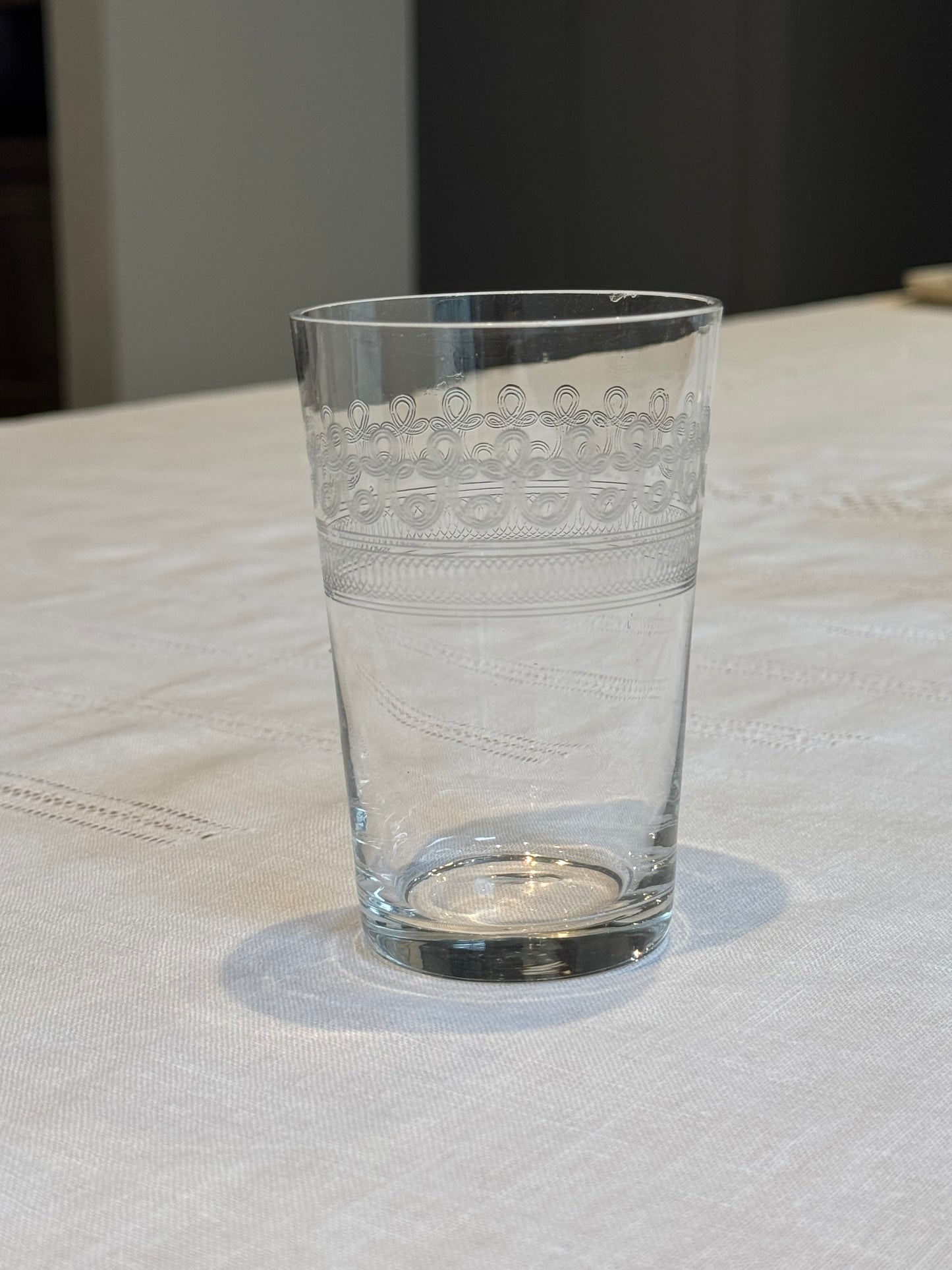 Vintage French Engraved Tumblers — Set of 10