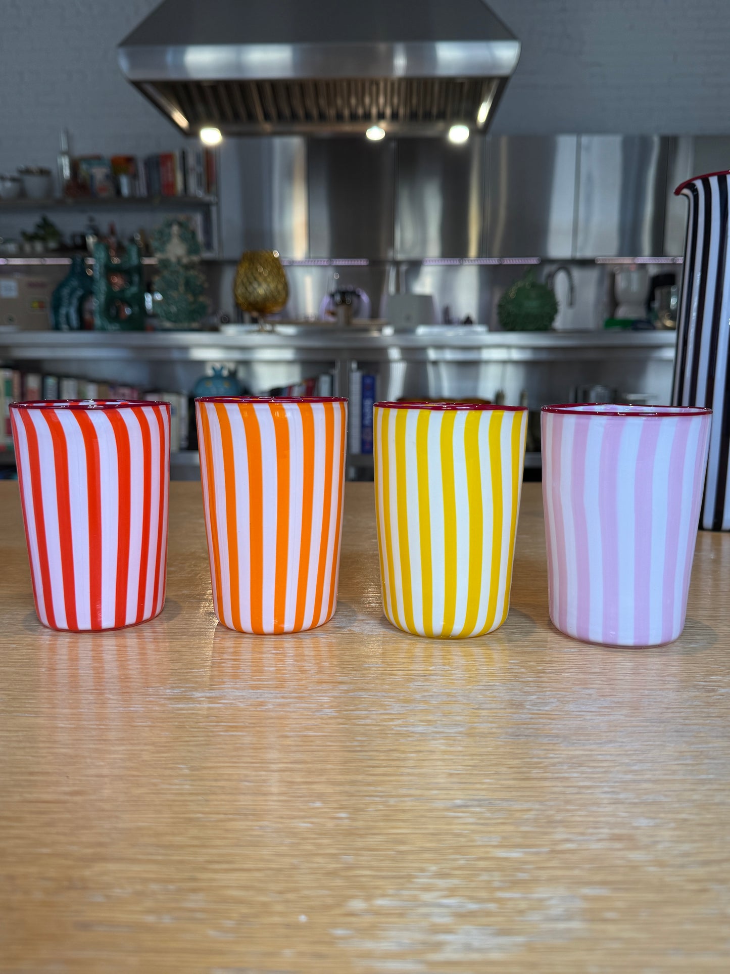 Joyful Stripe Glasses – Murano Cane Glassware – Maison Holder