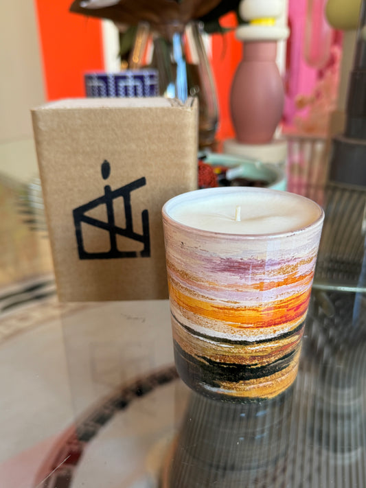 Roll of colorful tape with a brand logo on a cardboard backing, blurred background, Hedva Ser Candle – Épreuve d’Artistes – Maison Holder