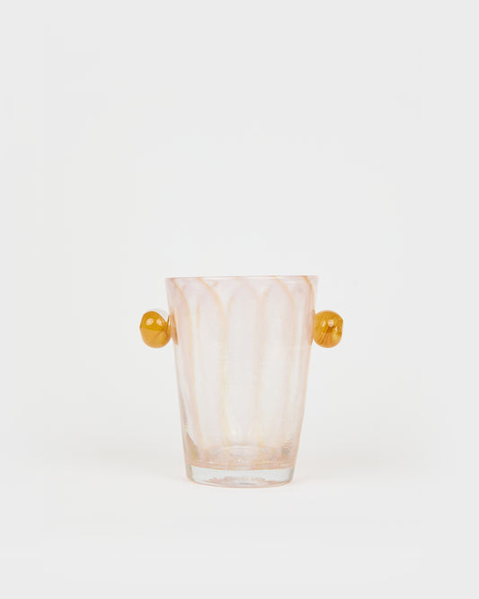 Clear glass with gold accents on a white background, Little Peony Vase – La Romaine Editions – Maison Holder