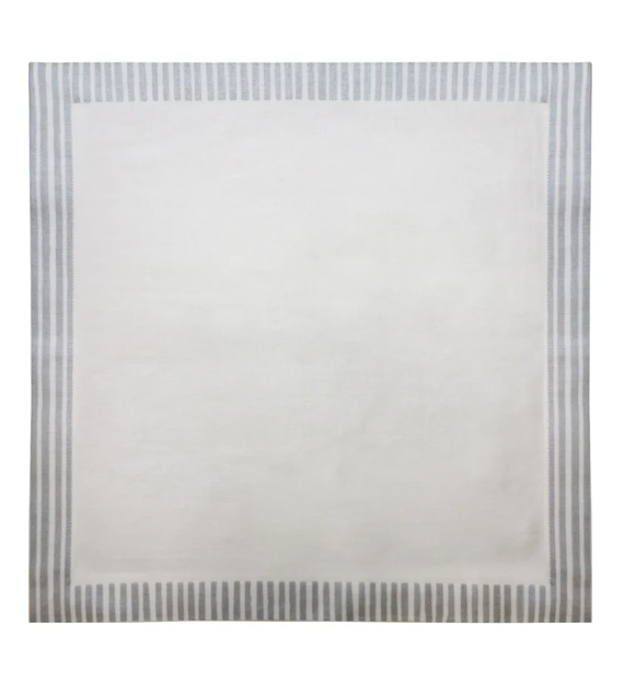 White napkin with gray striped border on a white background, Milleraies Striped Linen Napkin – Aurelie Bidermann – Maison Holder
