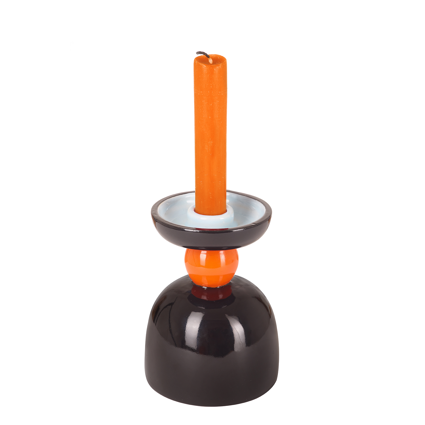 Candle holder with an orange candle on a white background, Calypso Reversible Candle Holder by Olivier Gagnère – Maison Holder