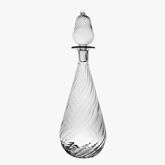 Clear glass decanter with a decorative stopper on a white background, Nabucho Wine Carafe – Mouth-Blown Borosilicate Glass – Maison Holder